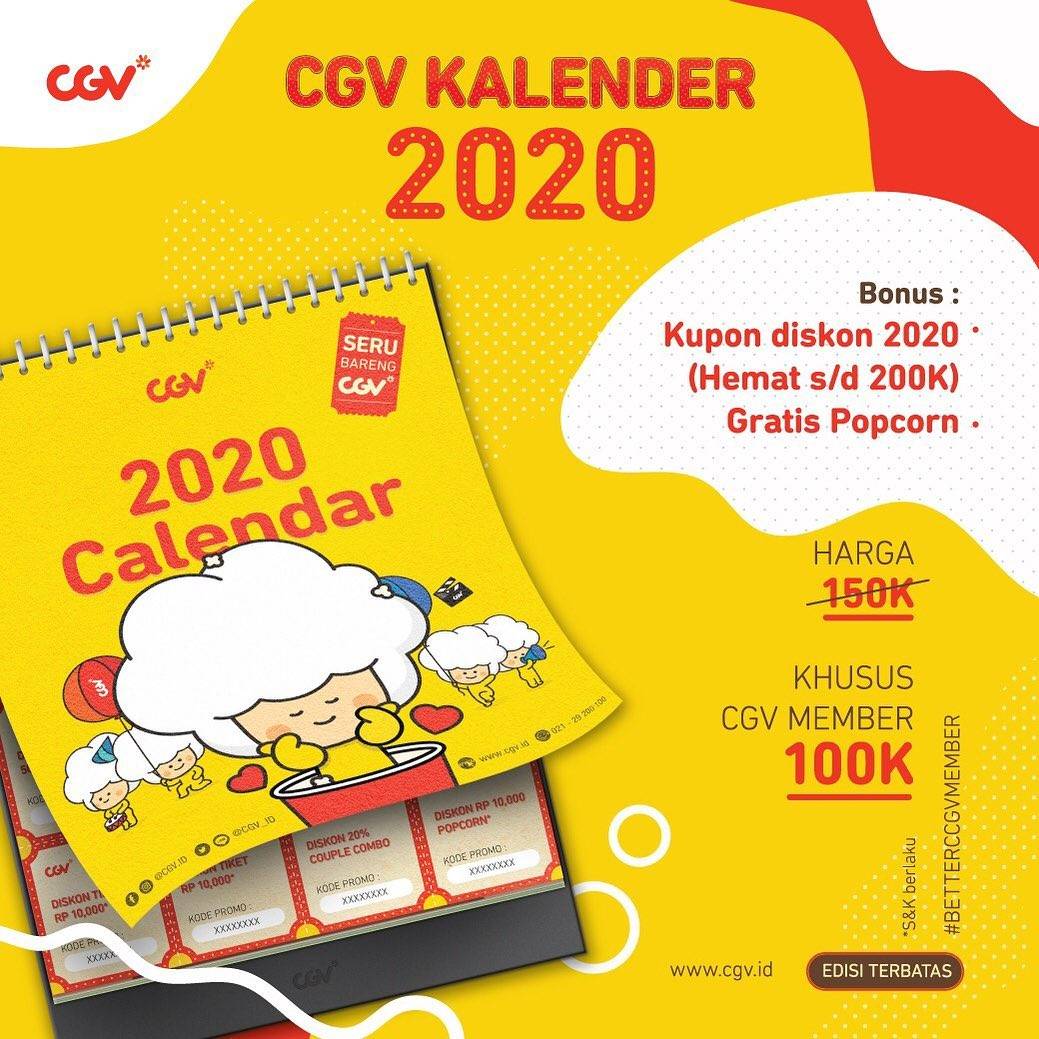 CGV Promo Kalender CGV tahun 2020 dengan kupon diskon di dalamnya